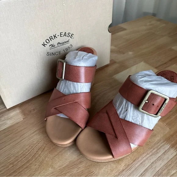 Kork Ease Women’s Hesperia Block Heel Slide Rust Apache Size 8M NIB - Picture 3 of 12